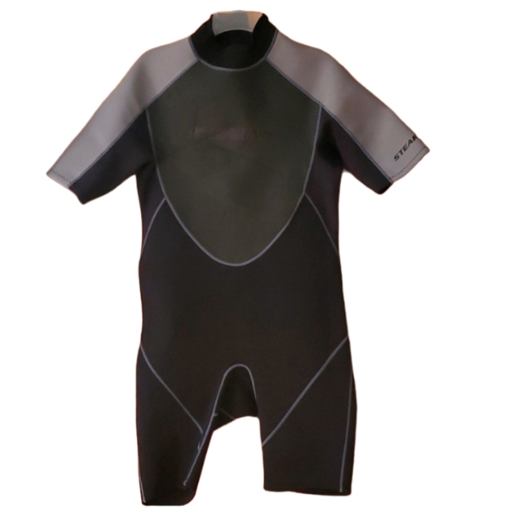 Stearns Youth Black and Grey One Piece Neoprene Sport Shortie‎ Wetsuit Size XL